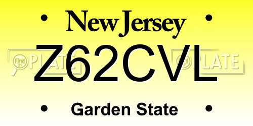 Z62CVL New Jersey License Plate
