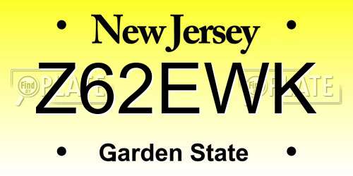 Z62EWK New Jersey License Plate