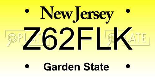 Z62FLK New Jersey License Plate