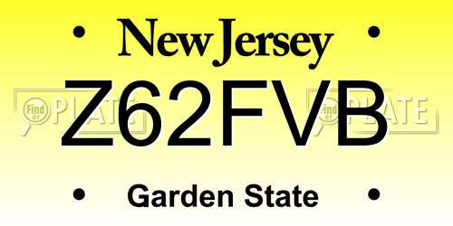 Z62FVB New Jersey License Plate