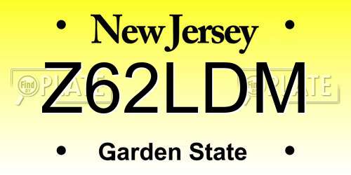 Z62LDM New Jersey License Plate