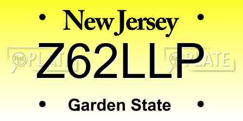 Z62LLP New Jersey License Plate