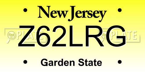 Z62LRG New Jersey License Plate