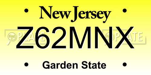 Z62MNX New Jersey License Plate