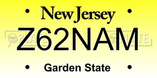 Z62NAM New Jersey License Plate