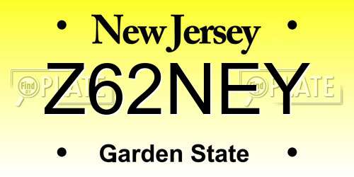 Z62NEY New Jersey License Plate