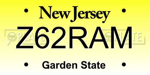 Z62RAM New Jersey License Plate
