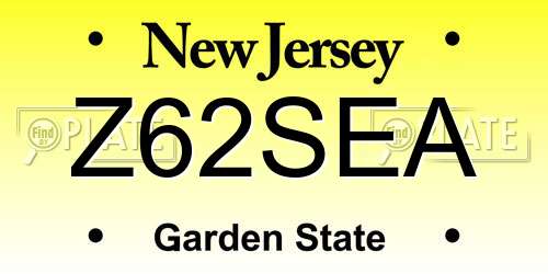 Z62SEA New Jersey License Plate