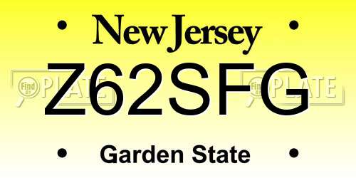 Z62SFG New Jersey License Plate