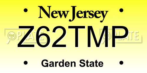 Z62TMP New Jersey License Plate