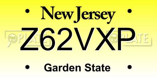 Z62VXP New Jersey License Plate
