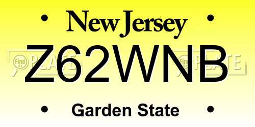 Z62WNB New Jersey License Plate