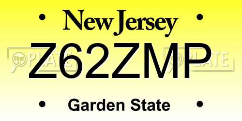 Z62ZMP New Jersey License Plate