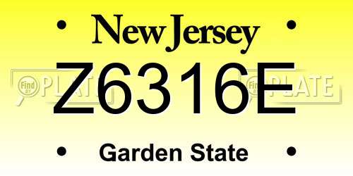 Z6316E New Jersey License Plate