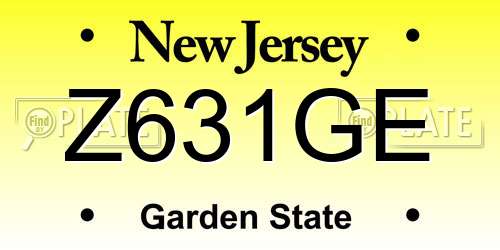 Z631GE New Jersey License Plate