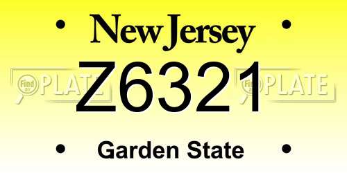 Z6321 New Jersey License Plate