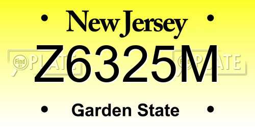 Z6325M New Jersey License Plate