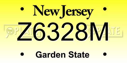 Z6328M New Jersey License Plate