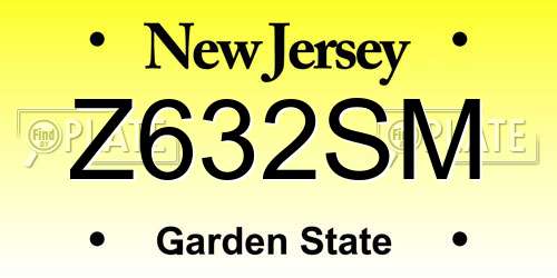 Z632SM New Jersey License Plate