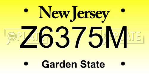 Z6375M New Jersey License Plate