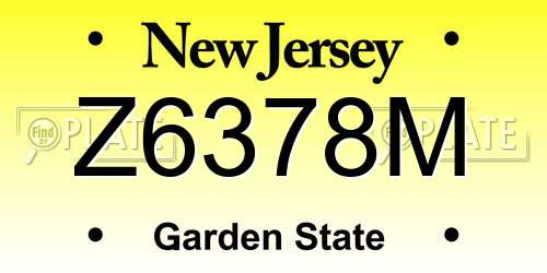 Z6378M New Jersey License Plate