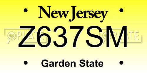 Z637SM New Jersey License Plate