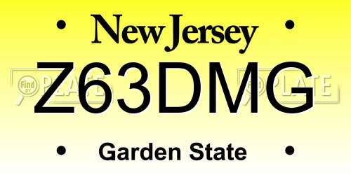Z63DMG New Jersey License Plate