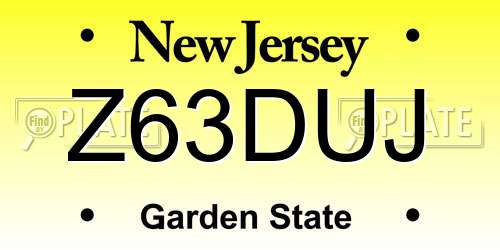 Z63DUJ New Jersey License Plate