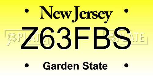 Z63FBS New Jersey License Plate
