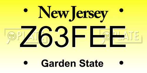 Z63FEE New Jersey License Plate