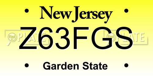 Z63FGS New Jersey License Plate