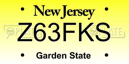 Z63FKS New Jersey License Plate