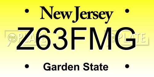 Z63FMG New Jersey License Plate