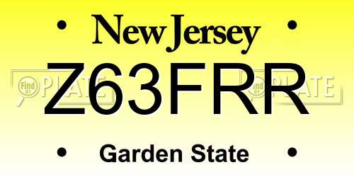 Z63FRR New Jersey License Plate