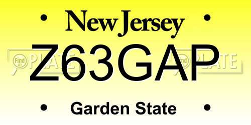 Z63GAP New Jersey License Plate
