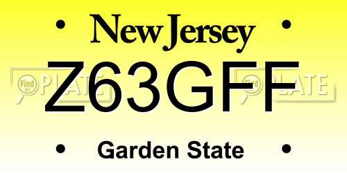 Z63GFF New Jersey License Plate