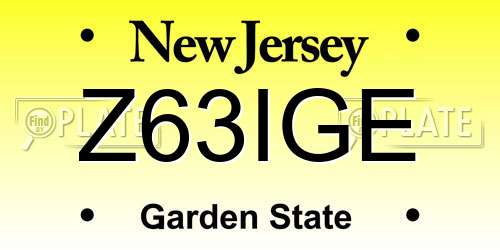 Z63IGE New Jersey License Plate