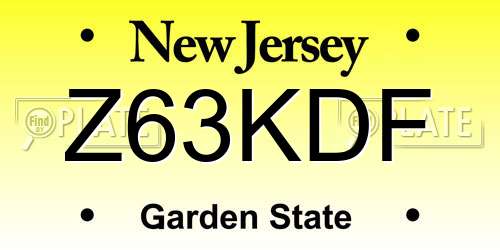 Z63KDF New Jersey License Plate