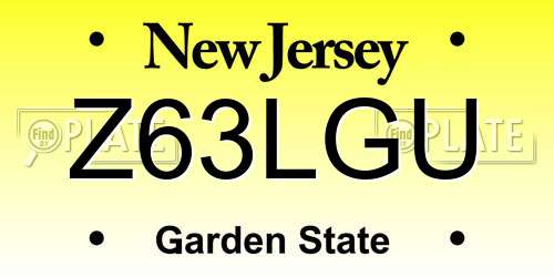 Z63LGU New Jersey License Plate