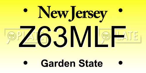 Z63MLF New Jersey License Plate