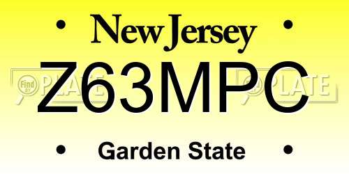 Z63MPC New Jersey License Plate