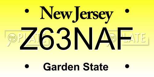 Z63NAF New Jersey License Plate