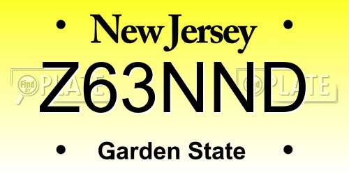 Z63NND New Jersey License Plate