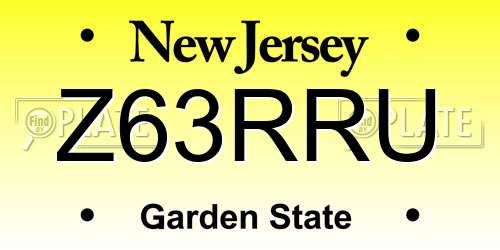 Z63RRU New Jersey License Plate