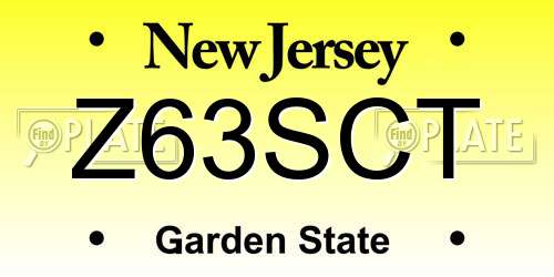 Z63SCT New Jersey License Plate