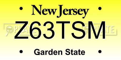 Z63TSM New Jersey License Plate