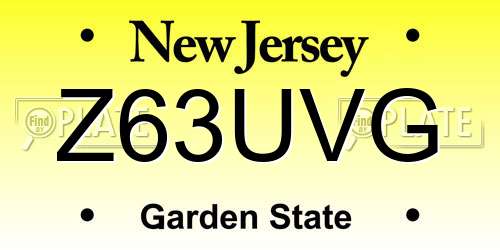Z63UVG New Jersey License Plate
