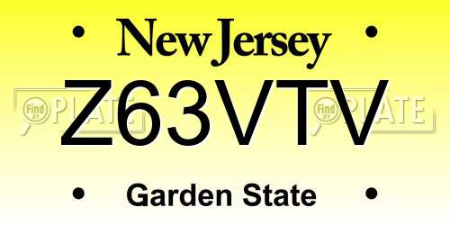 Z63VTV New Jersey License Plate