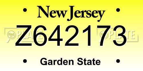 Z642173 New Jersey License Plate