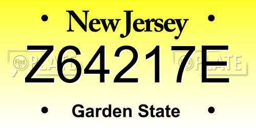 Z64217E New Jersey License Plate